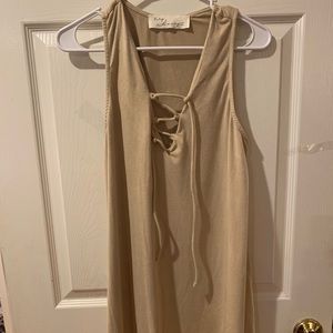 Tan Velvet Lace Up Dress